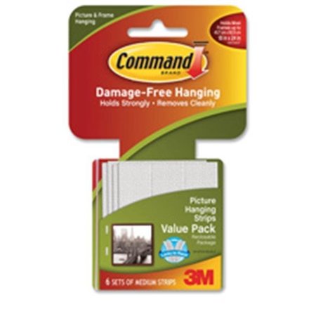 3M 3M MMM17204 Hanging Strips;Med. Picture;Holds 3lbs.;6 Set-PK; WE MMM17204